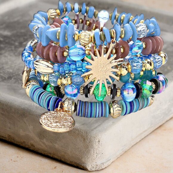 Modcloth Jewelry - Best of Luck 7PC Lucky Charm Stretch Bracelet Stack SET NEW